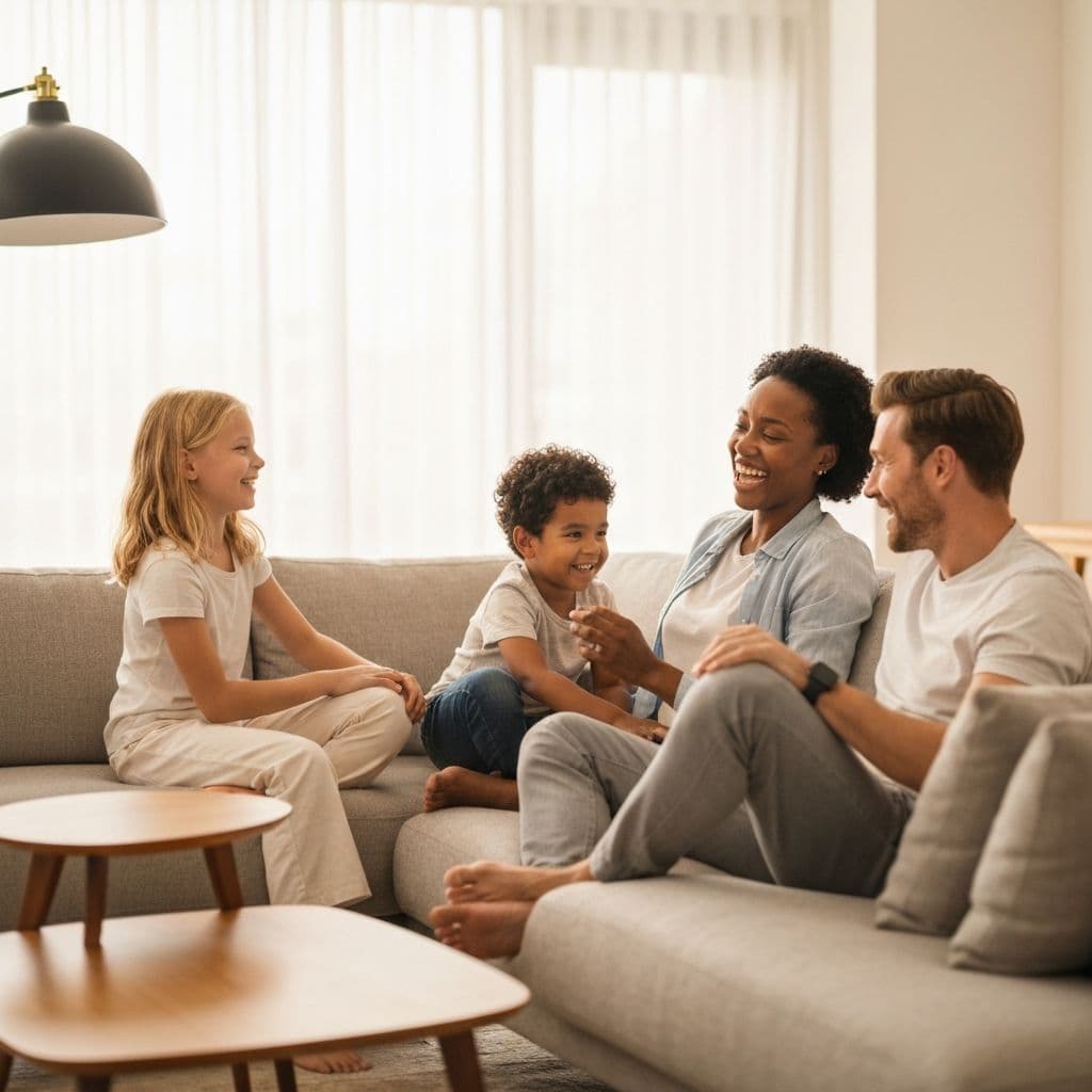 Família feliz protegida